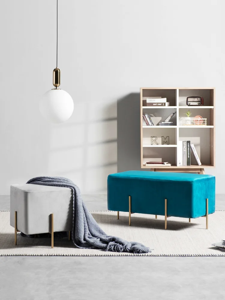 Light luxury flannel sofa pier living room entrance mini shoe change stool fashion small tail stool