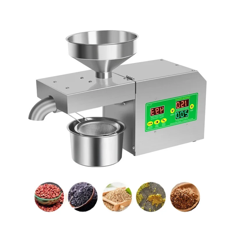 Household Small Oil Presser Stainless Steel Intelligent Temperature Control Oil Press Peanut Flax Seed Walnut 220V/110V