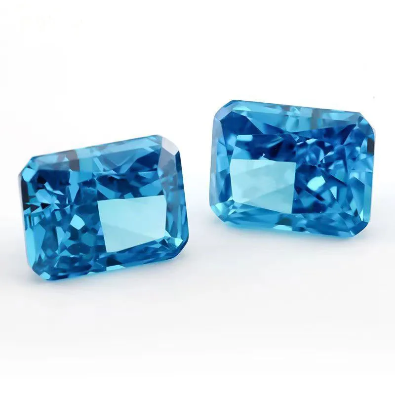 2 قطعة/الوحدة مستطيل قطع الجليد عالية الكربون الماس الاصطناعية مكعب زركونيا الزبرجد #3