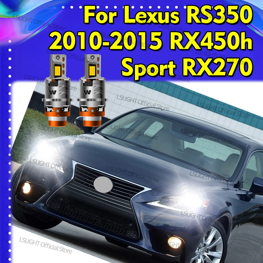 

2Pcs Headlight Bulbs D4S D4R 30000LM 6000K High Bright White LED Replace HID Lamps For Lexus RS350 2010-2015 RX450h Sport RX270