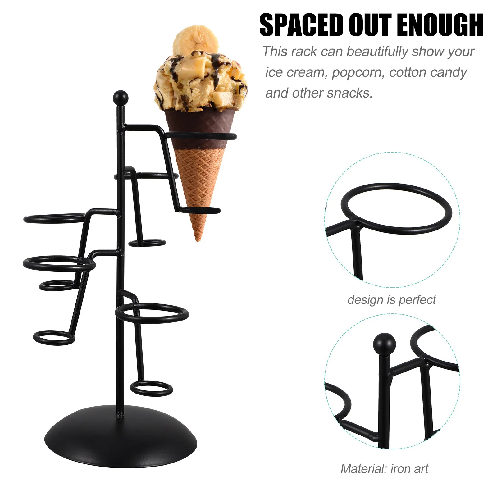 

1Pcs Ice Cream Rack Iron Art Cone Holder Simple Design Dessert Display Stand Party Table Ice Cream Cone Storage Holder