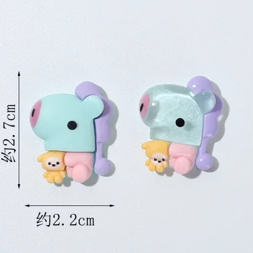 20pcs Kawaii BT21 Resin Accessories DIY Handmade Phone Case Hair Clip Accessories Water Cup Refrigerator Sticker Material Gift - view 5