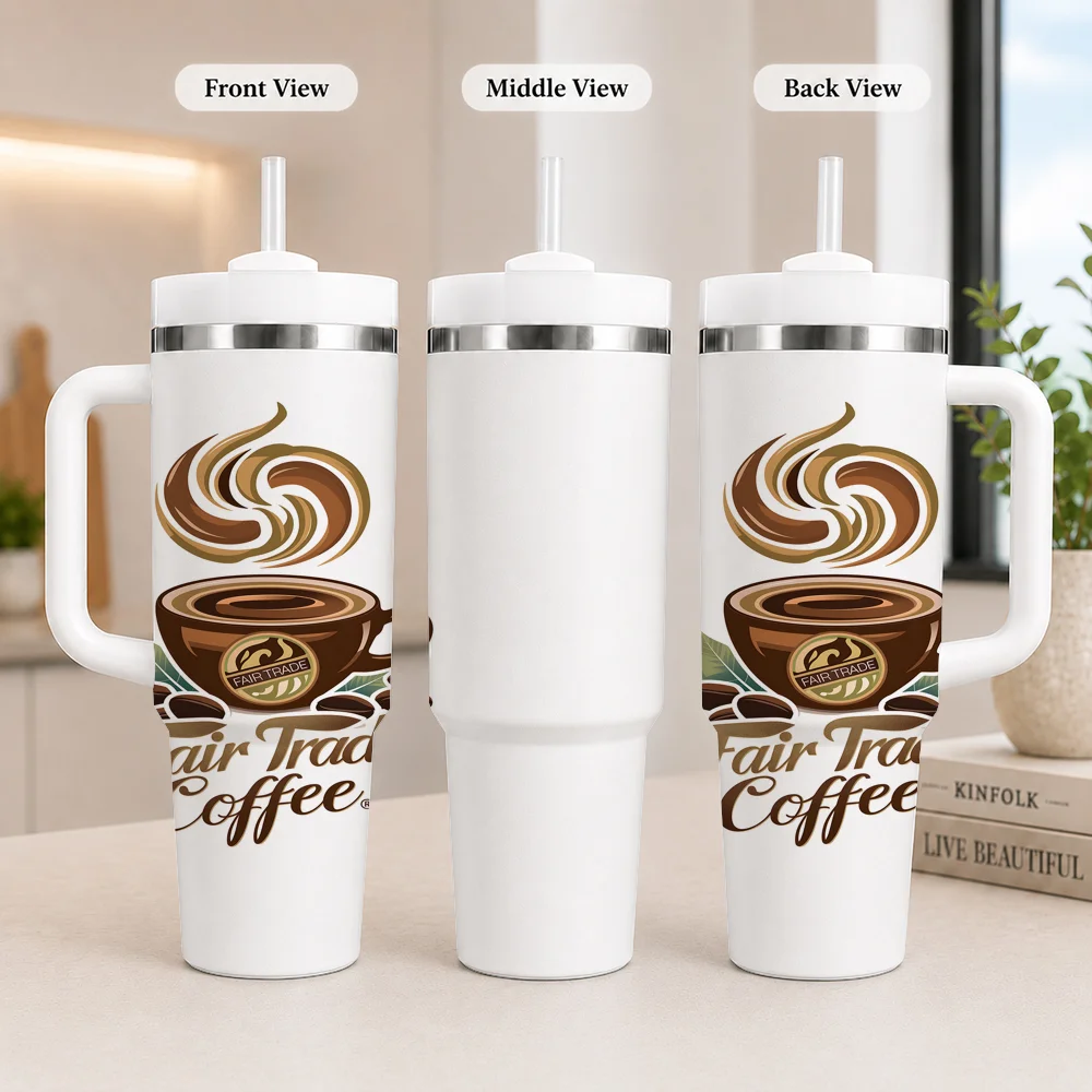 Coffee Culture Vacuum Flasks 40oz Leakproof Steel Tumbler w/ Lid Straw Handle Hot Cold Drinks