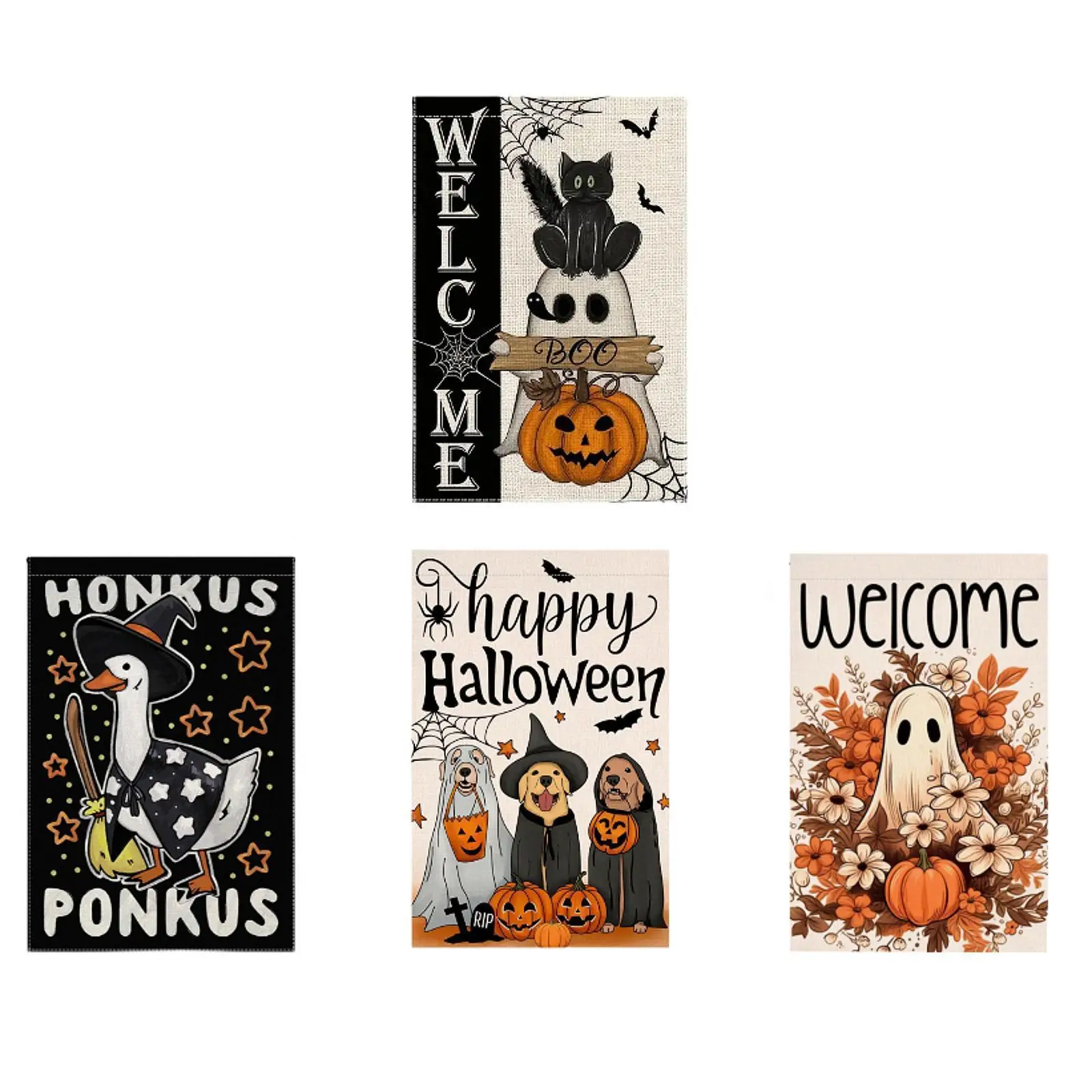 Halloween Garden Flags Linen Flags Halloween Decorations Vertical Flags Double