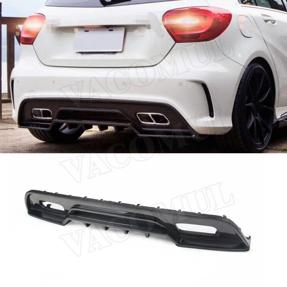 VACOMUL Carbon Fiber Rear Diffuser Exhaust Tips for Mercedes Benz A Class W176 A250 A260 A45 AMG 2013-2015 R Style Bumper Lip