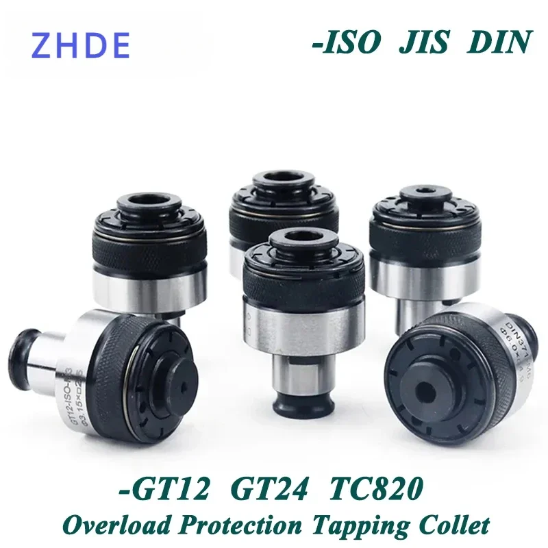 Zhde iso din jis padrão gt12 mandril de pinça de batida m3/m4/m5/m6/m8/m10/m12/m14 pneumático gt12 gt24 suporte de ferramenta sobrecarga