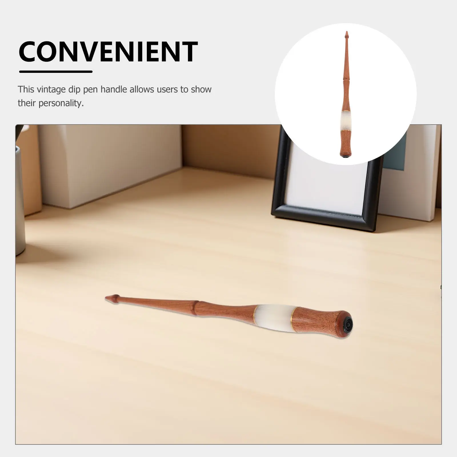 Light Brown Retro Wood Dip Pen Nib Holder Calligraphy Holder Portable for Drawing Manga Comic Art Writing Dip Pen Handle
