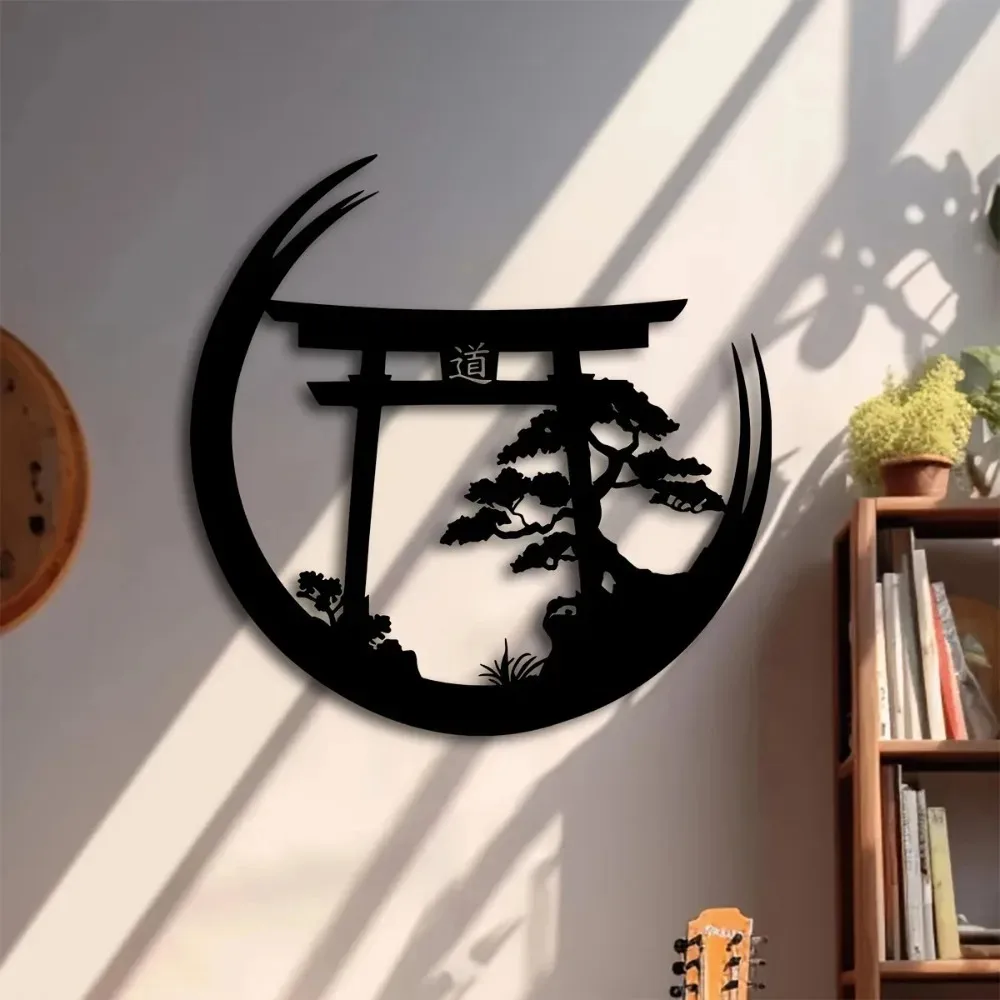 Hanging Iron Torii Gate Bonsai Metal Wall Art Japanese Sculpture Housewarming Decor Gift Ornament