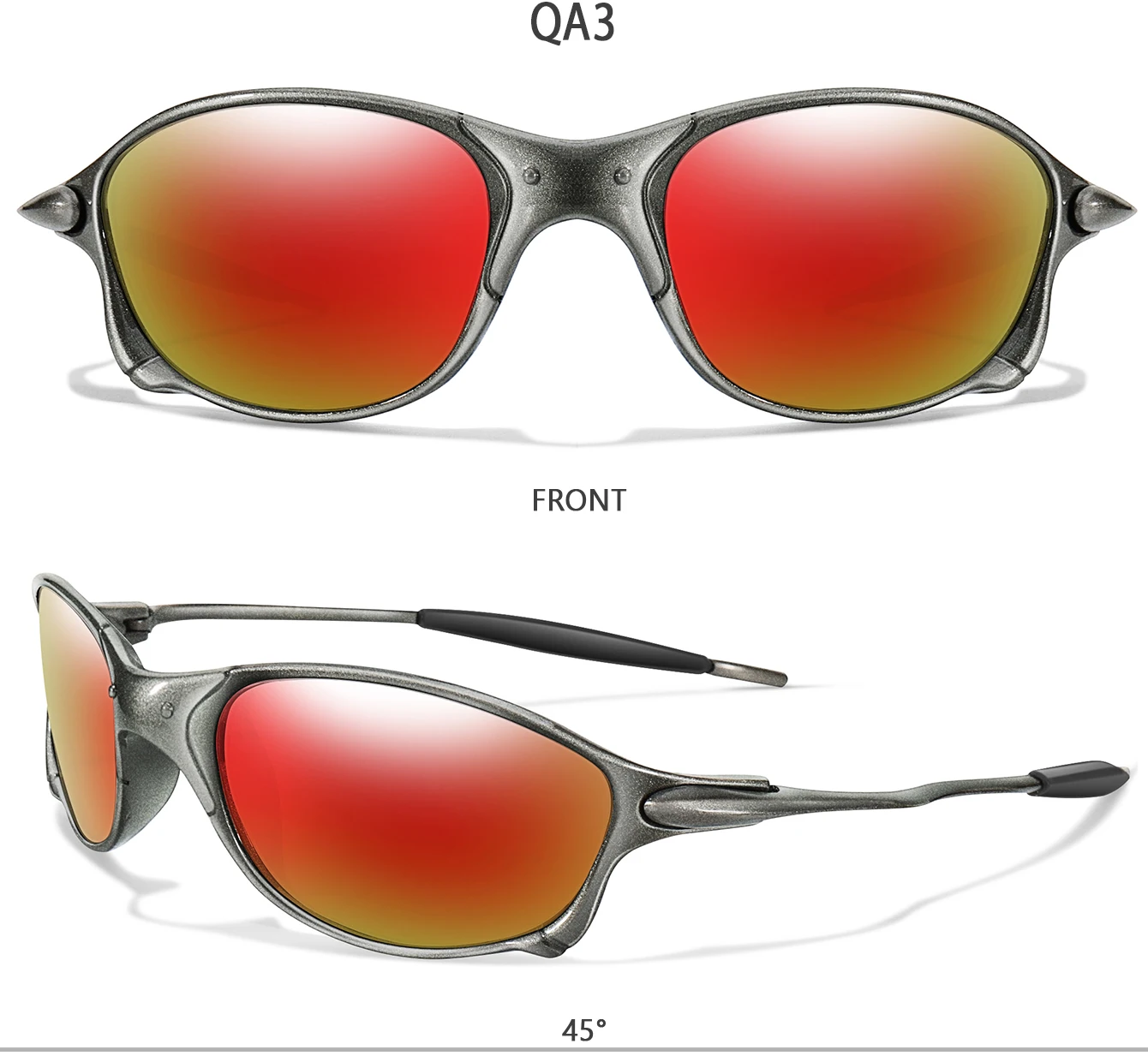 Trendige Fahrrad-Sonnenbrille für Männer und Frauen, Metallschirme mit UV-Schutz für Outdoor-Sportarten, Laufen, Wandern, Fahren, Reisen – Detail 6