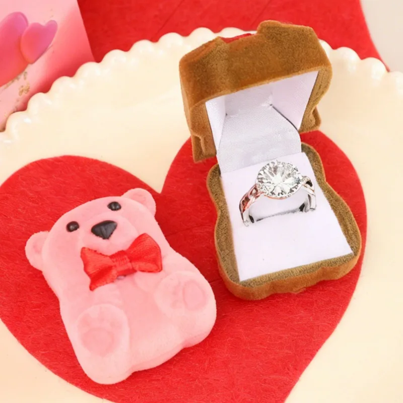 1-10 قطعة الدببة الضخمة صندوق خاتم علبة مجوهرات صغيرة الكورية لطيف هدية لعيد الحب اقتراح خاتم الزواج حامل المحمولة تخزين الهدايا #5
