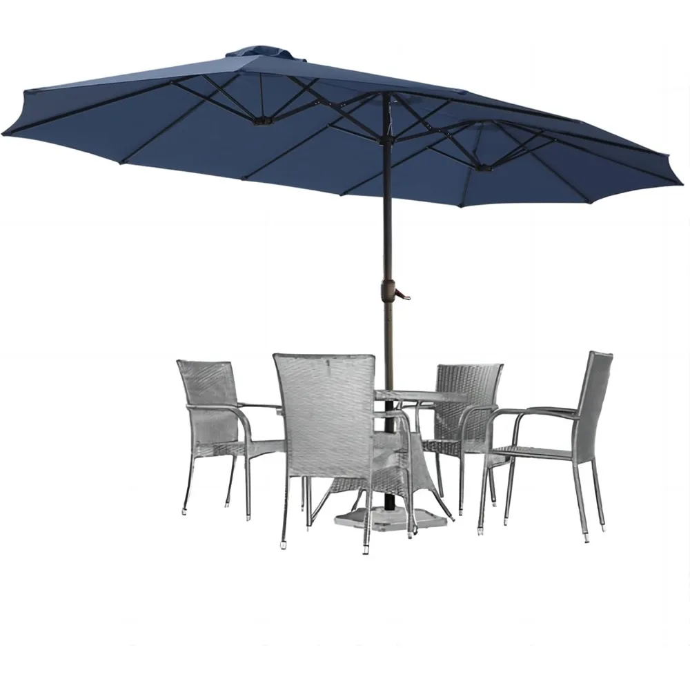 Patio Umbrella Outdoor Market 15x9ft Double-Sided with Crank Air Vents, Not Base, Up To 140lbs Outdoor Umbrella