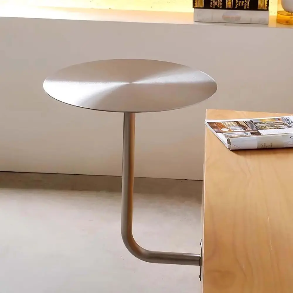 

L-образный настенный кофейный столик, круглый дизайн, из нержавеющей стали, устойчивый к царапинам, подходит для прихожих, стойок, кафе и т.д.