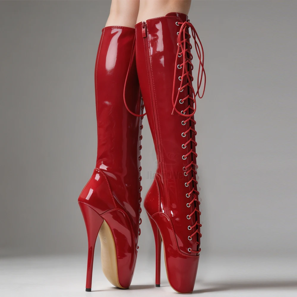 18CM Extreme Stiletto High Heel Ballet Knee High Boots Unisex Fetish Shoes Size36-46