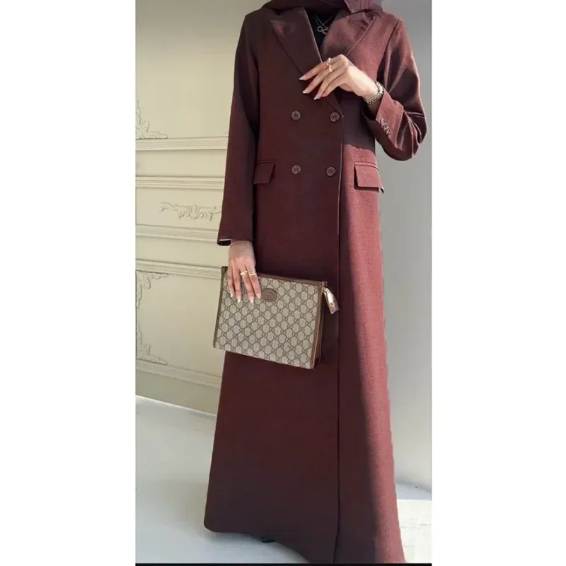 New Arrival Solid Women Long Jacket 1 Piece Burgundy Floor Length New in Outerwears Coat Casual Office Wedding Party Blazer 2024