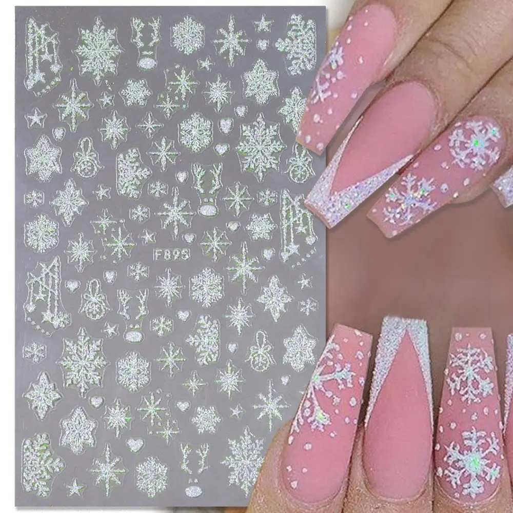 

Women Christmas Nail Art White Bells Snowflake Nail Stickers Elk Nail Decals Christmas Nail Stickers Nail Art Decorations