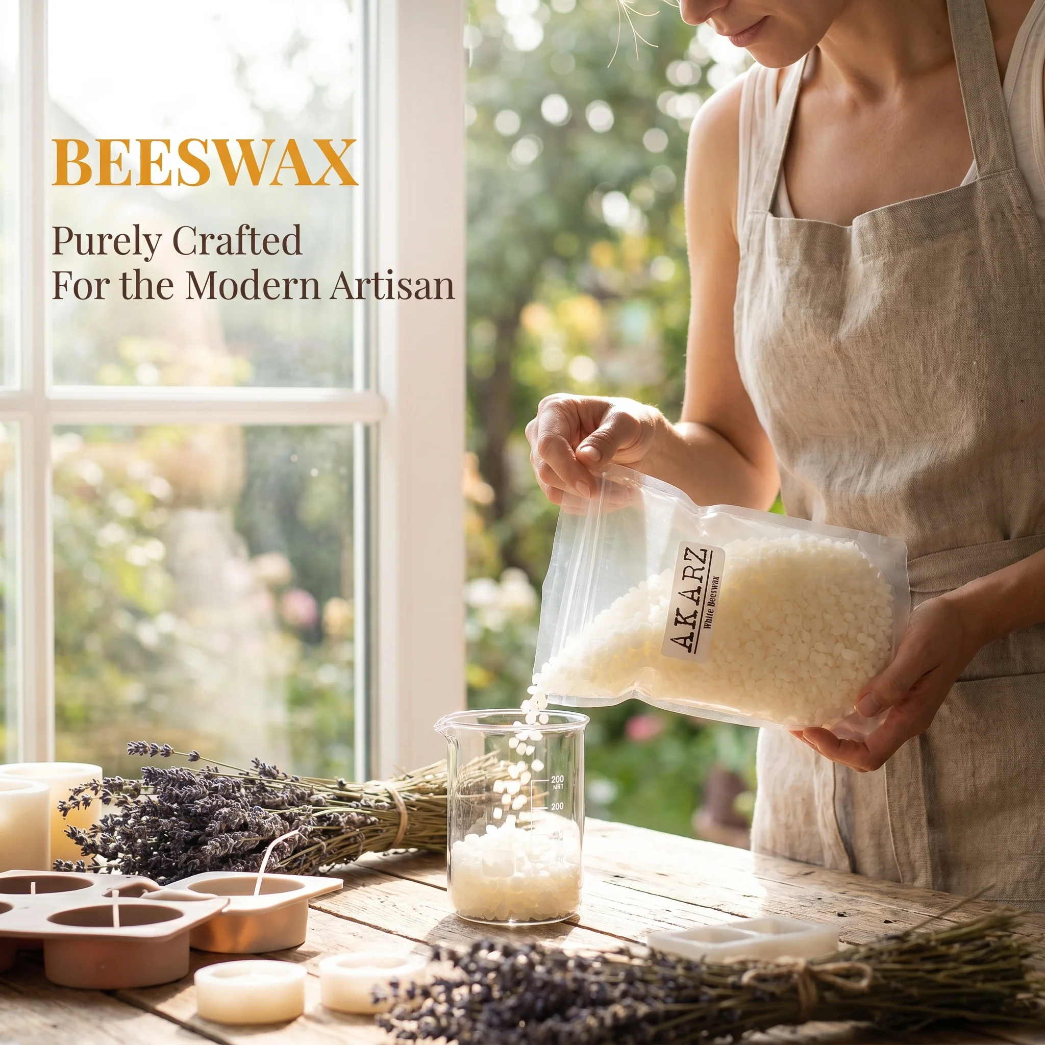 AKARZ  100% Organic Natural Pure white Beeswax Pellet Honey Cosmetic Grade Lipstick Soap skin care DIY raw material