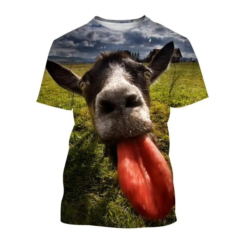 New Funny Animal Goat 3d Printing T-shirt Summer Fashion Unisex Casual Round Neck Street Style Breathable Lightweight Top