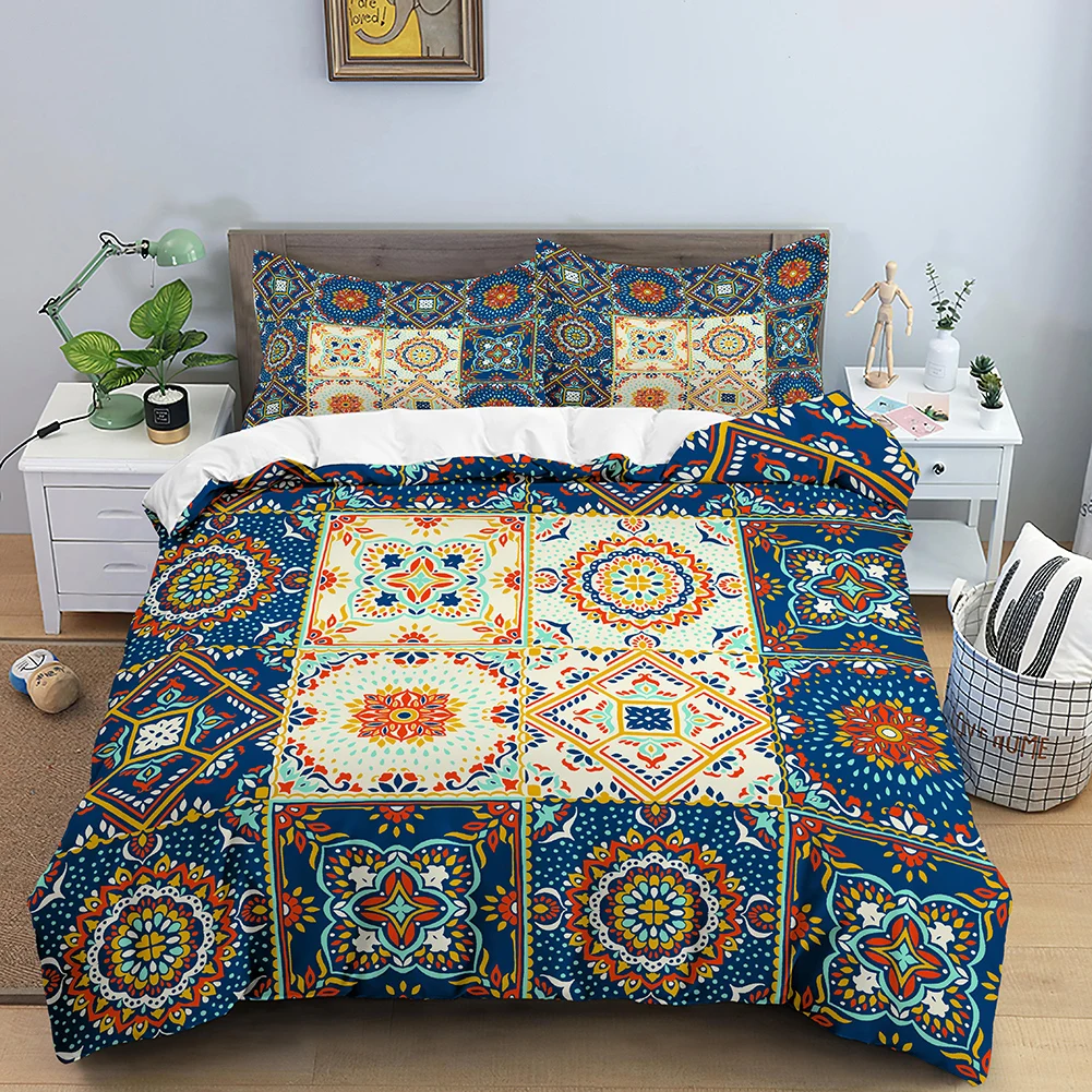 Bohemian Mandala Duvet Cover Boho Chic Hippie Bedding Mandala for Aducts Boys Girls Black White Bedroom Decoration Queen King