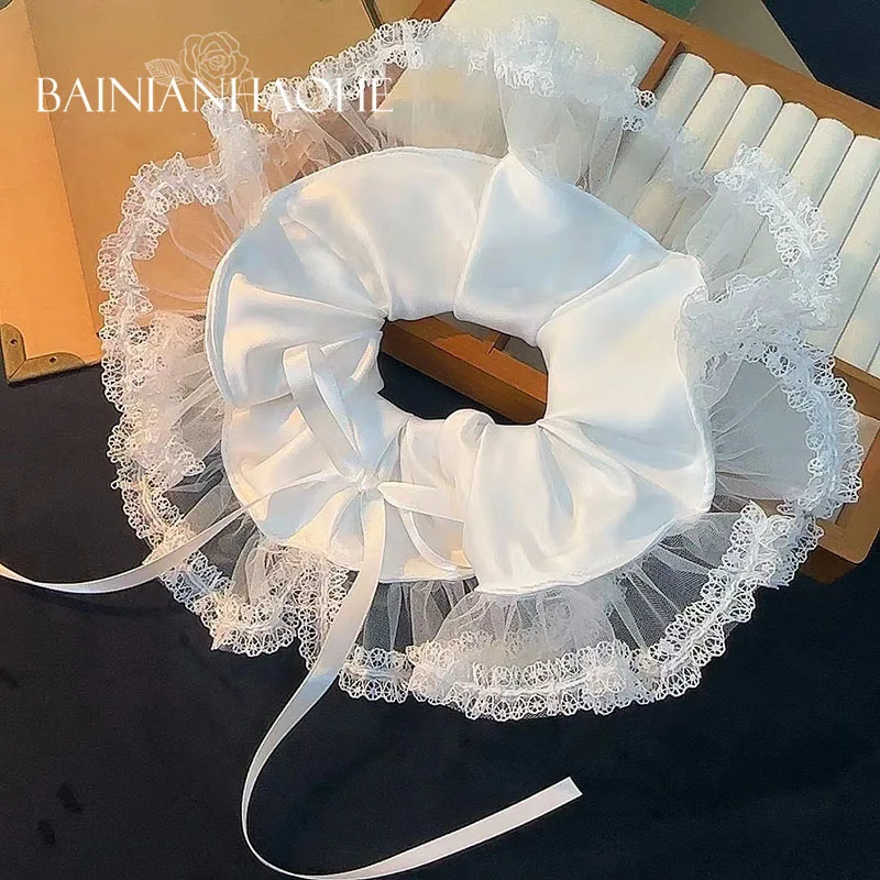 Sweet Large Intestine Hair Band Korean Super Fairy Lace Bridal Headdress Mori Bridal Wedding Hair Accessories
