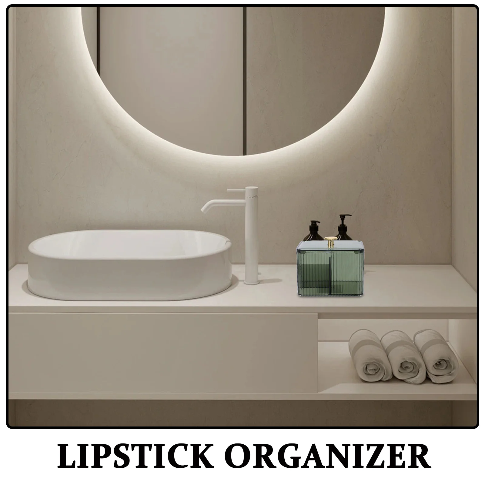 حامل وسادة قطنية، منظم مكياج شفاف، مقصورات مقسمة، تخزين أحمر الشفاه، مسحات قطنية، حاوية تخزين الحمام