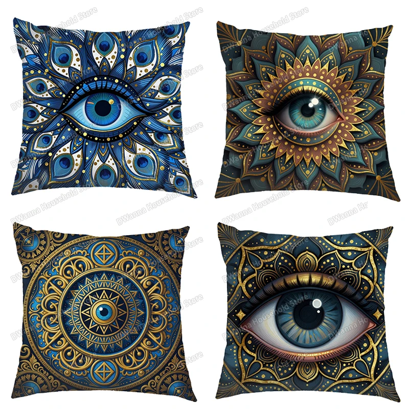 Evil Eye Pattern Print Cushion Cover All Seeing Eye Sofa Bedroom Pillowcase Home Decor Throw Pillow Case Covers for Living Room