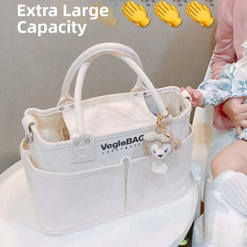 

Large Capacity Canvas Tote Bag Mommy Bag Handheld Maternity Bag Lightweight for Outing Women's Bag Commuter Bag