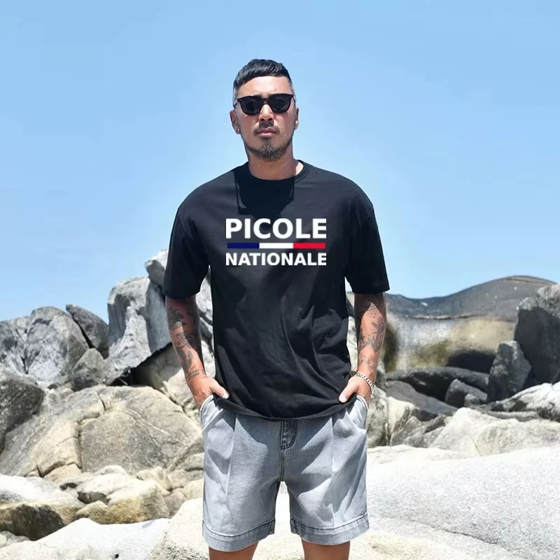 Camiseta Masculina Estampada de Gola Redonda com Padrão Nacional Picole - Nova Coleção Verão 2026 - Moda Casual Respirável de Alta Qualidade