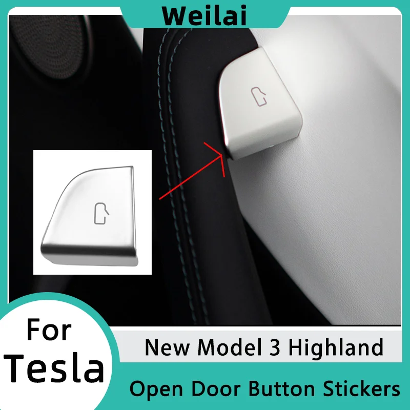 

Open Door Button Stickers for Tesla Model 3 Highland 2024 Handle Button Trim Reminder Interior Protector Decals Car Accessories