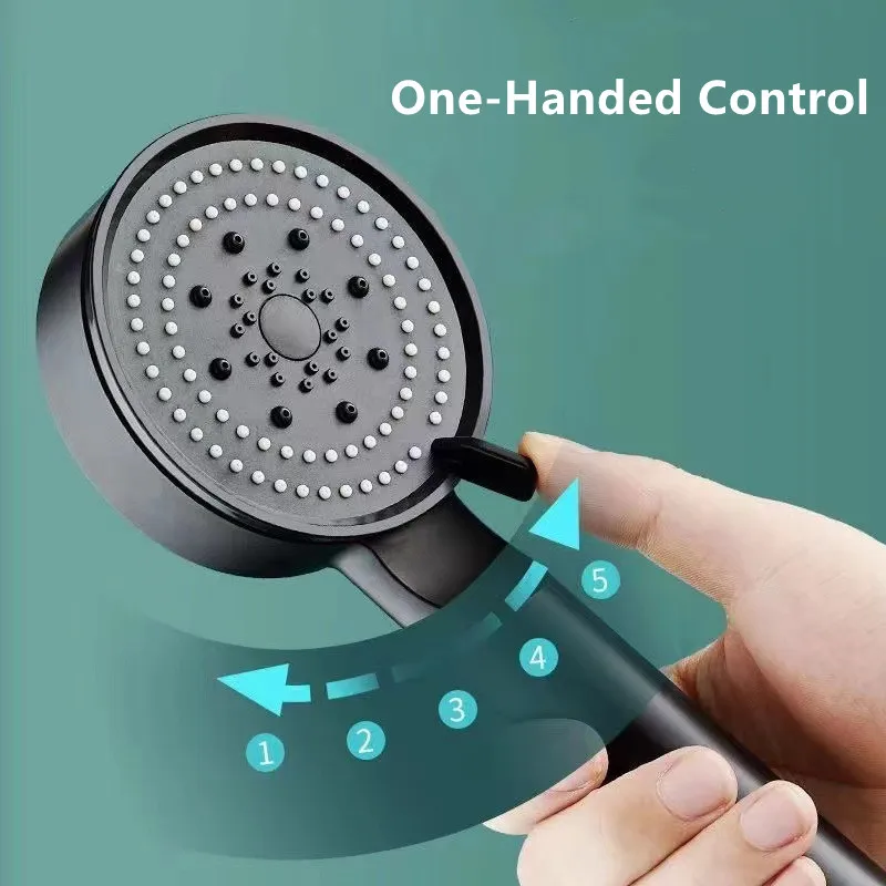 5 Modes Shower Head Adjustable High Pressure Water Saving Shower Head Water Massage Shower Head Hook Hose Bathroom Accessories