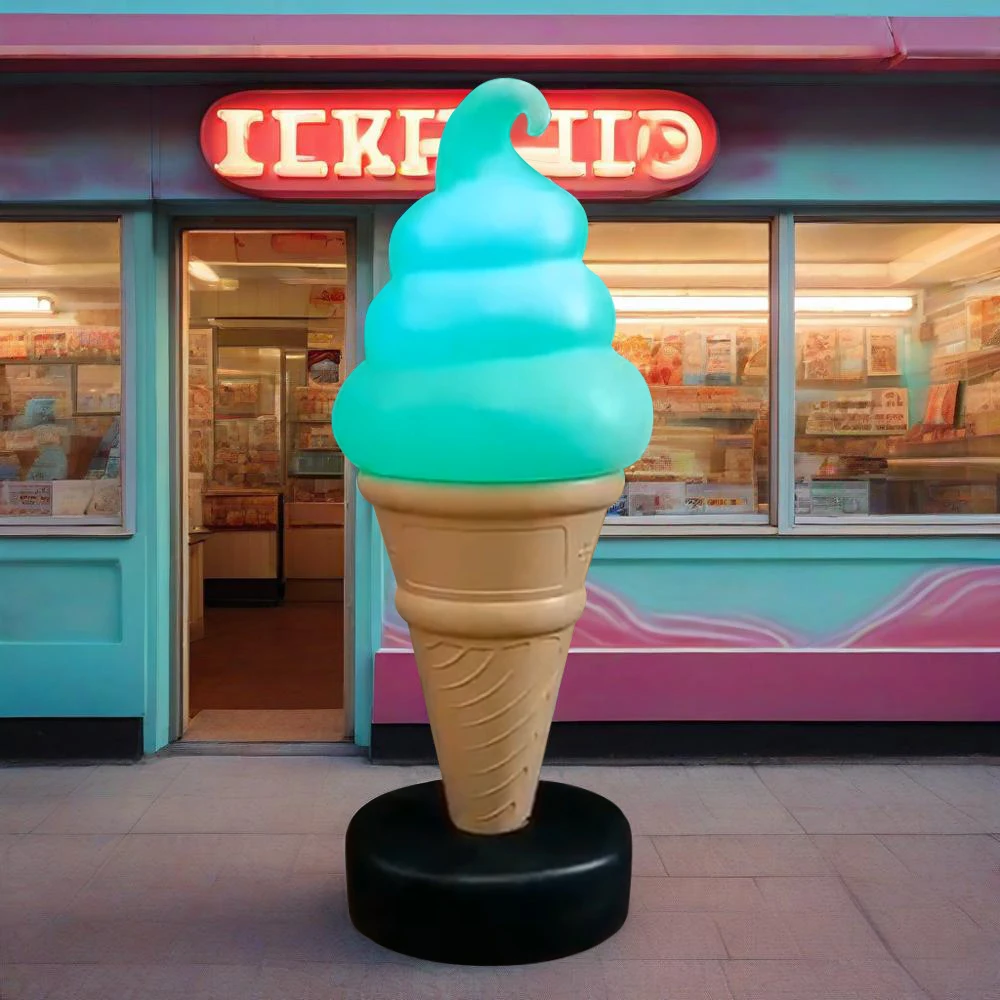 60CM/95CM/120CM Outdoor Plastic Ice Cream Models with Lights: A Customer Attraction Tool for Ice Cream Shops/Dessert Shops view 4