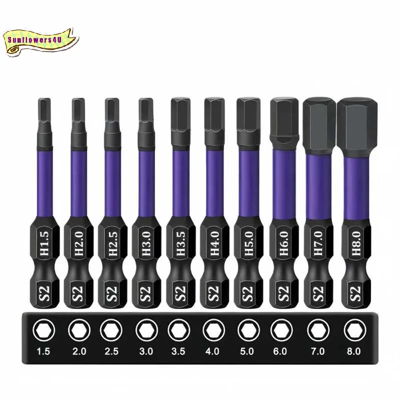 10Pcs Hex Head Wrench Drill Bit Set Magnetic with Bit Holder Long Lasting for Home Garage Daily Repair Tasks