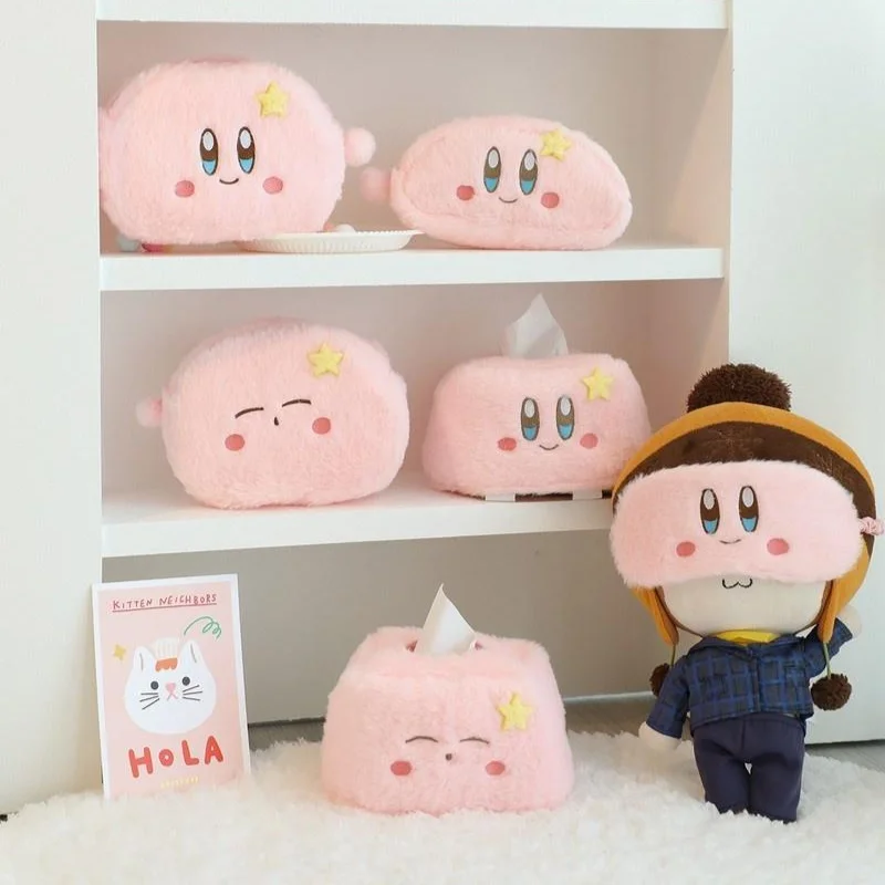 Kirby Anime Kawaii Series Cute Cartoon Tissue Drawer Car Tissue Drawer Tissue Storage Box Cosmetic Bag Pencil Case Girl\'s Gift