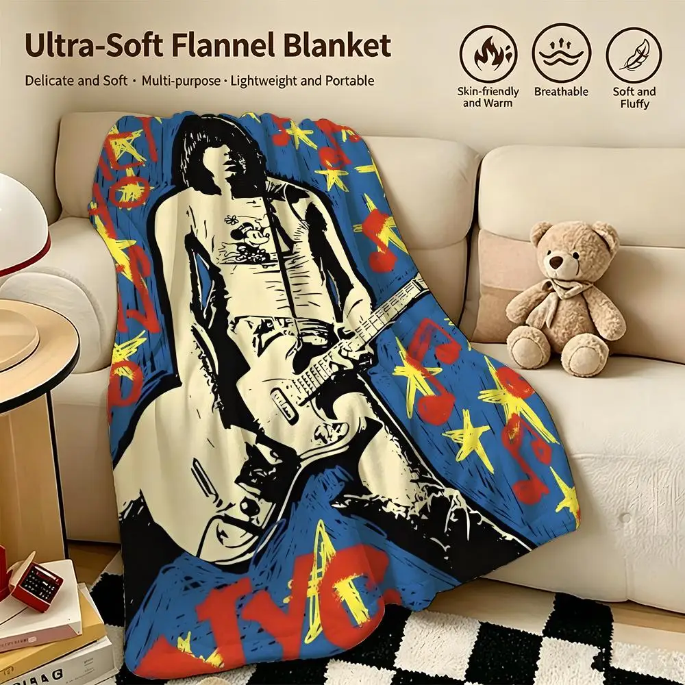 music T-The Ramones-s Throw Warm Soft Flannel Blanket, Multi-use for Sofa Bed Camping Travel Nap