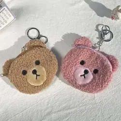 2024 New Cute Plush Bear Shape Wallet Coin Purse Cartoon Durable Card Holder Storage Bag for Gift