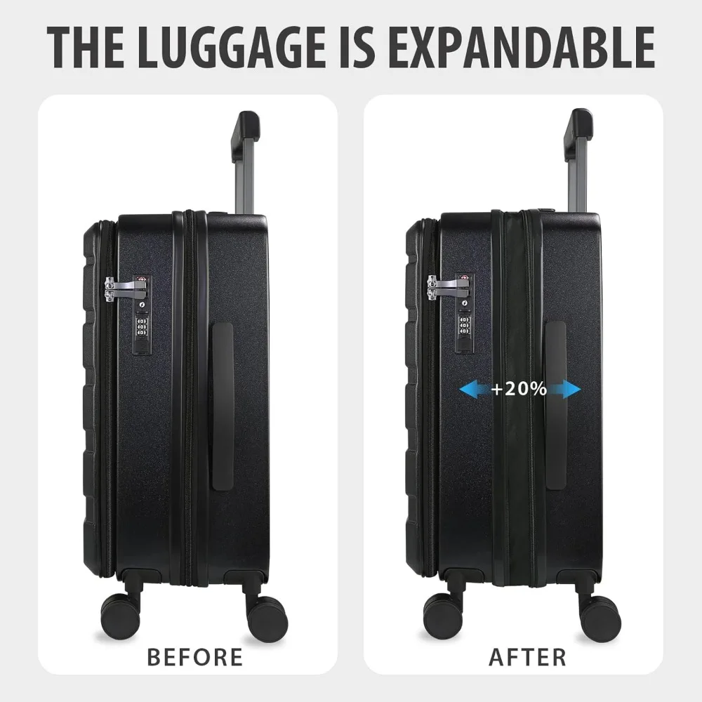 Expandable Top Loading Hard Shell Suitcase with Spinner Wheels, Large Capacity, Built-in TSA Lock, Durability for Travel