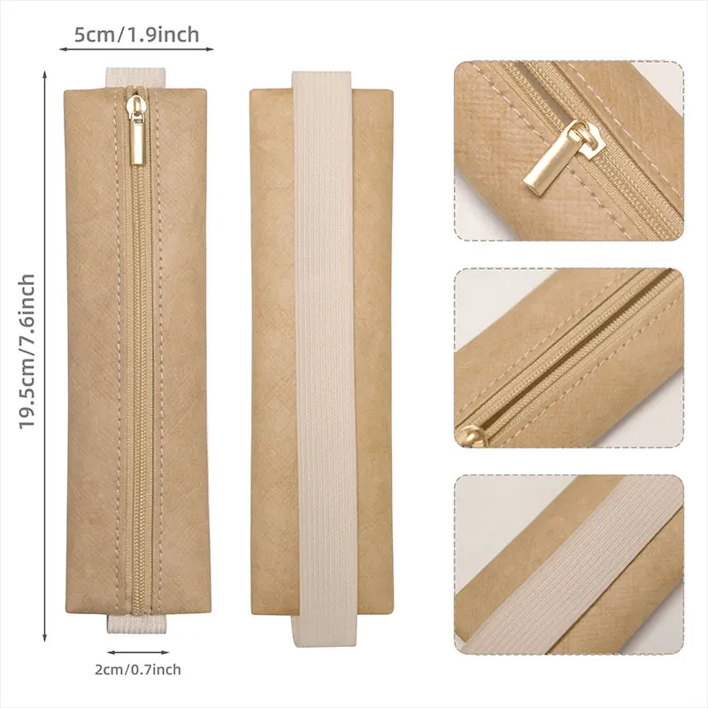 1 Buah Tempat Pena Pita Elastis Dapat Disesuaikan, Tempat Pensil Tahan Air Jurnal Kantong Lengan Pena Kulit Bahan Kertas DuPont
