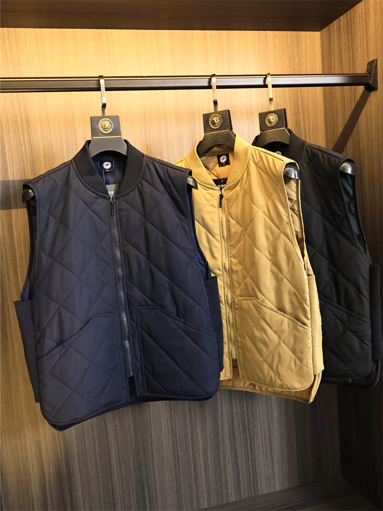 

Ретро японский уличный стеганый хлопковый бейсбольный воротник, мужской жилет, осень-зима, модная верхняя одежда с ромбовидной строчкой