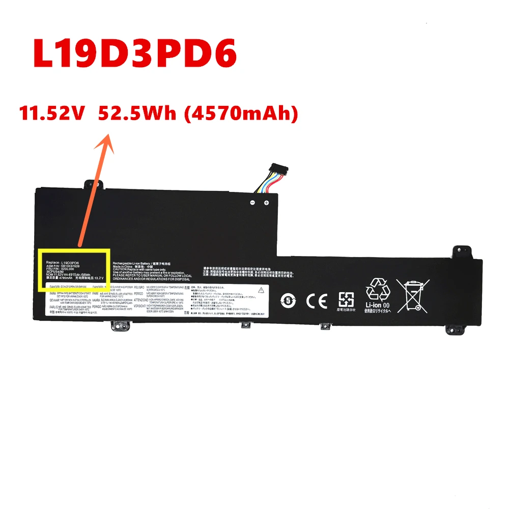 L19D3PD6  For Lenovo IdeaPad Flex 5‑14IIL05 5‑14ITL05 5‑14ARE05 5‑15IIL05 L19M3PD6 L19L3PD6 L19C3PD6 52.5Wh Laptop Battery