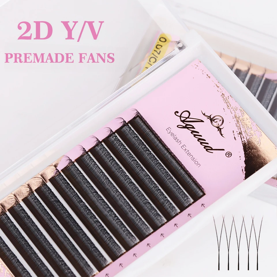 Aguud 2D Ciglia a forma di Y Estensione ciglia 3D 4D W a forma di Premium Individuale Ciglia finte Rete a rete Croce Lash Trucco Ciglia