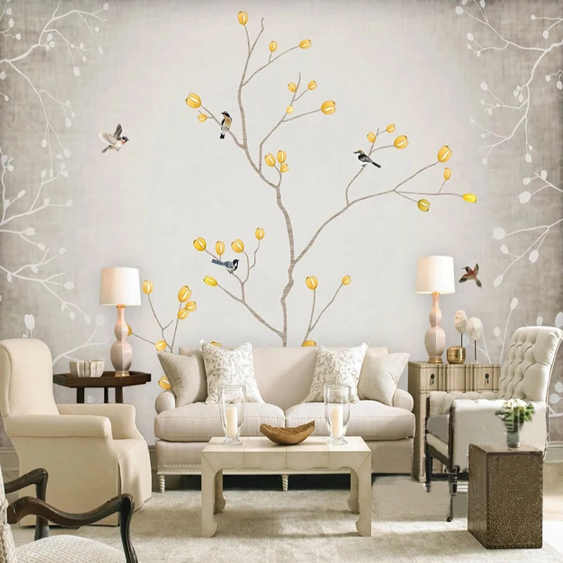 Custom Any Size Mural Wallpaper European Style Retro 3D Stereo Tree Branches Wall Painting Living Room TV Sofa Bedroom Wallpaper