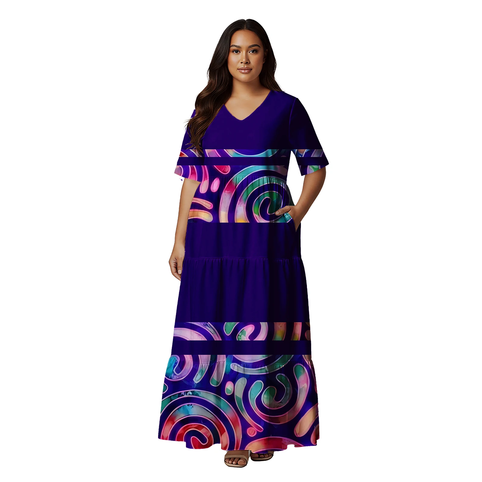 هاواي شعار مخصص التنانير الحياة عادية ساموا ميدي كم فستان بولينيزيا القبلية أكثر من حجم المرأة فستان تونغا فستان مطبوع عليه زهور