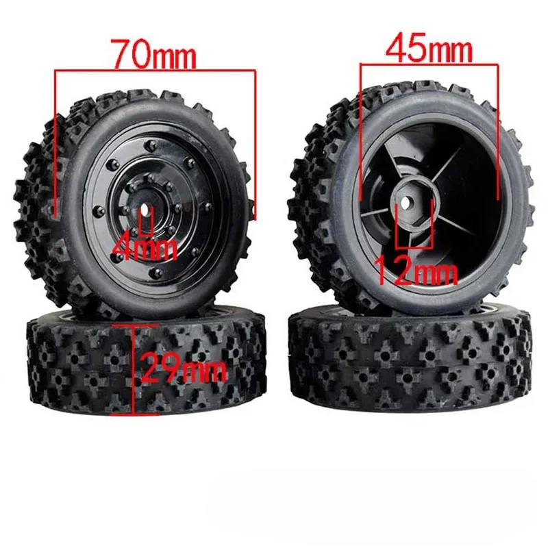 1/10 RC Racing Car Wheels Rally Tyre & On Road Tires 12mm Hex for WLtoys 144001 144002 MJX 16207 16208 WPL C24-1 C54