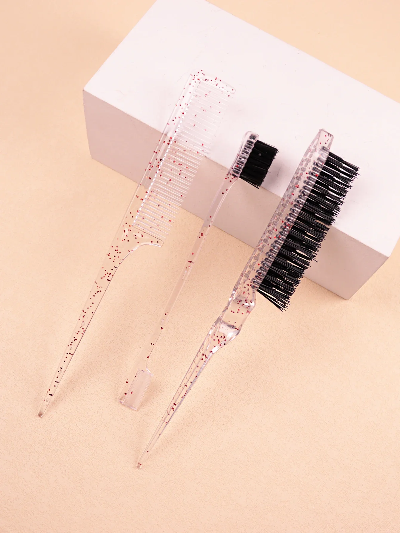 

3Pc Hair Brush&Comb Set, Edge Control Brush, Tear Comb Eyebrow Brush,Teasing Comb，Suitable Male Female，Special for real hair wig