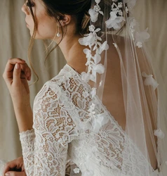 New 3m Long Cathedral Wedding Bridal Veil Ivory White Flower Veil Wedding Accessories