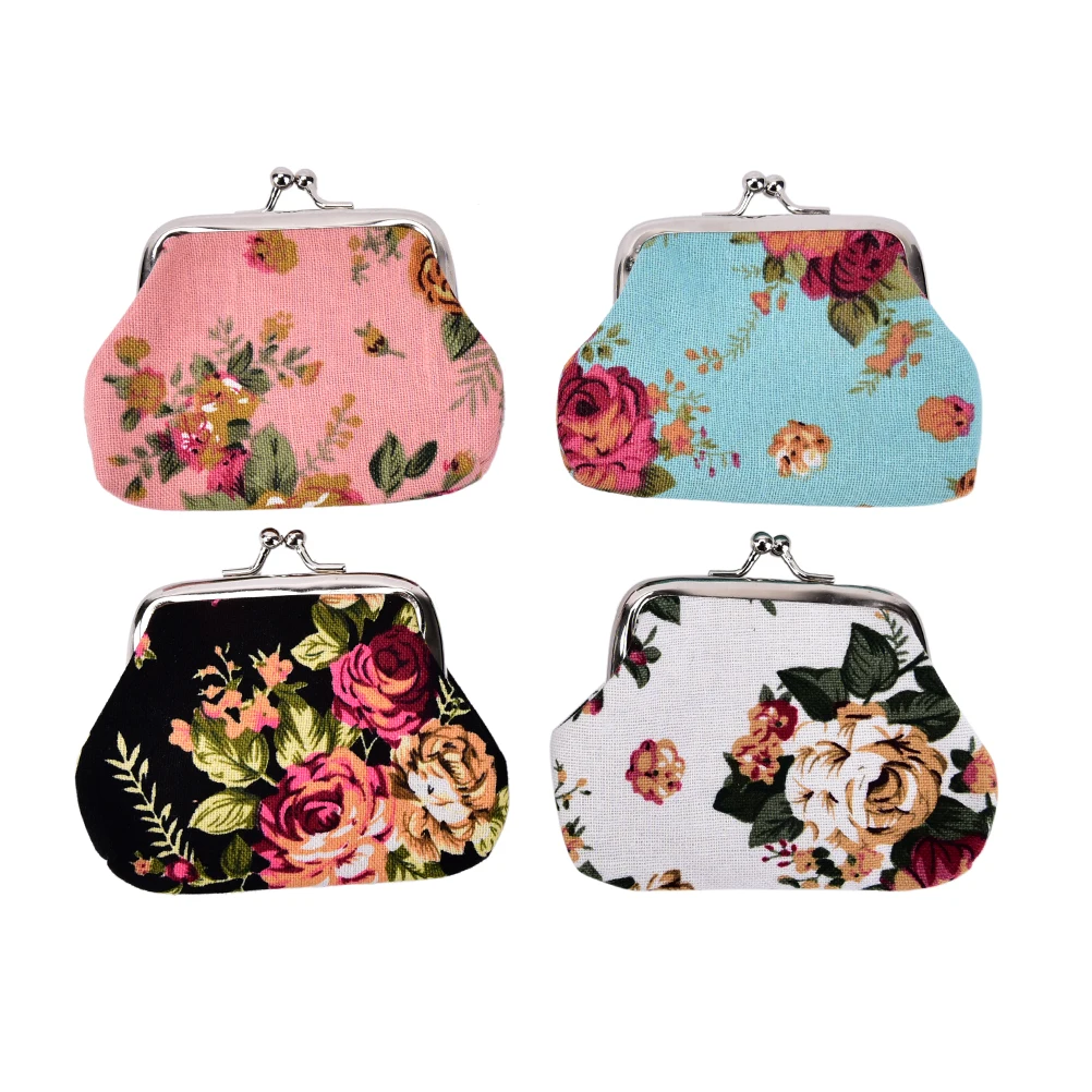 Monedero con estampado de flores para mujer, monedero de bolsillo, bolsa para llaves de crédito