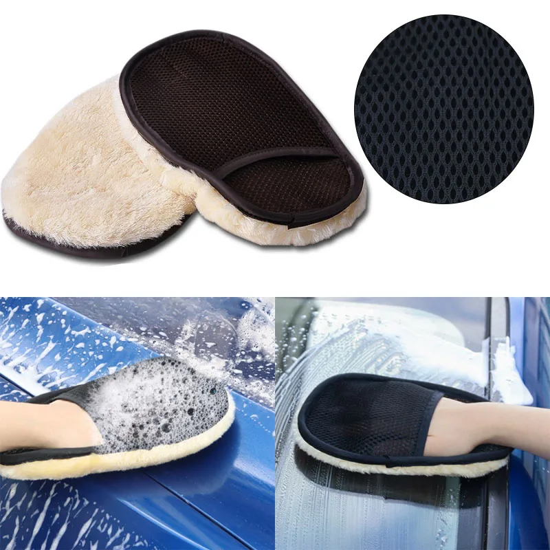 Car Cleaning Washing Wiping Fleece Gloves Dust Removal Liquid Shampoo Polishing Double-sided Microfiber Cloth Soft Sponge Glove