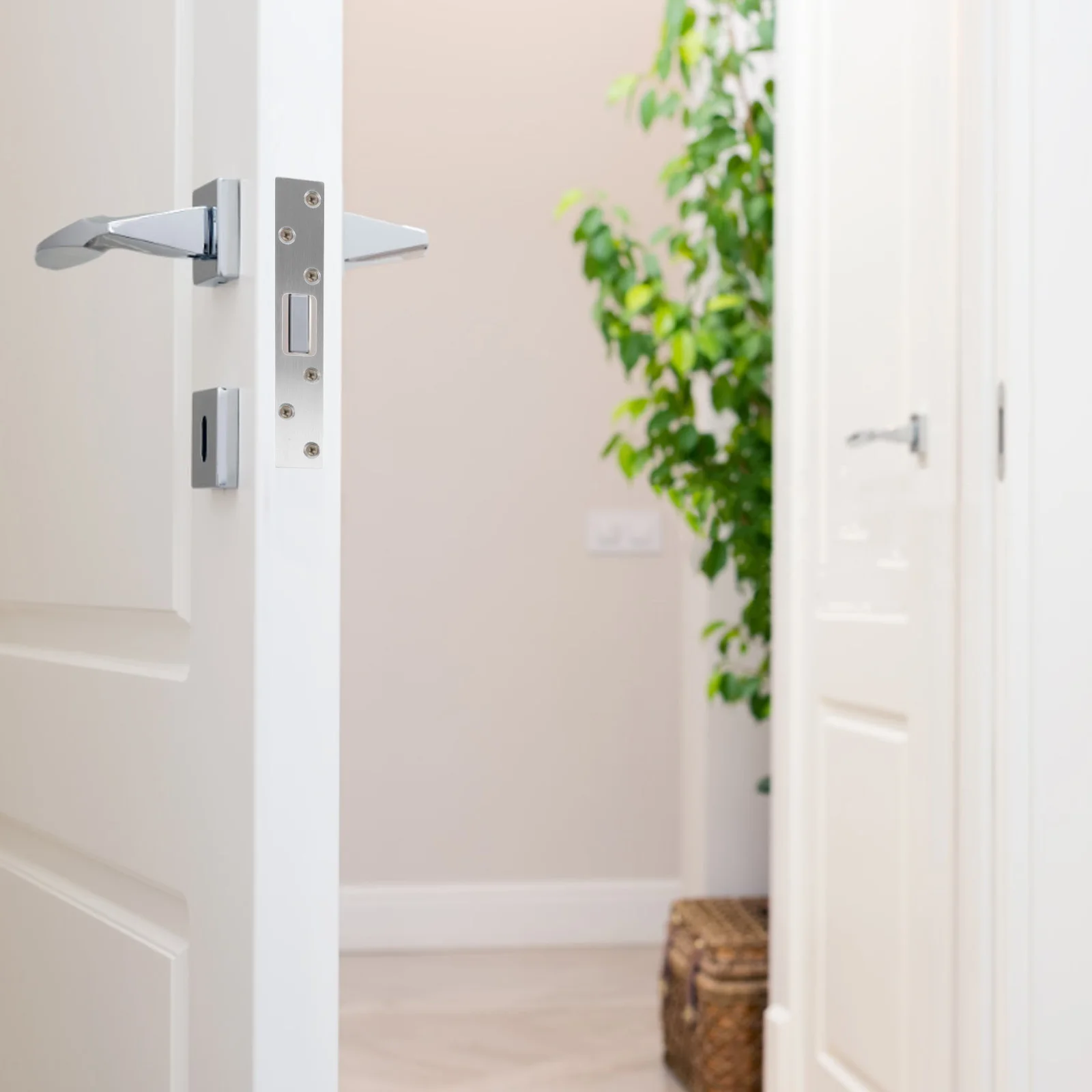 

Stainless Steel Door Strike Plate Security Latch Reinforcement 6 Screws Heavy Duty Exterior Deadbolt Residential Use Silver