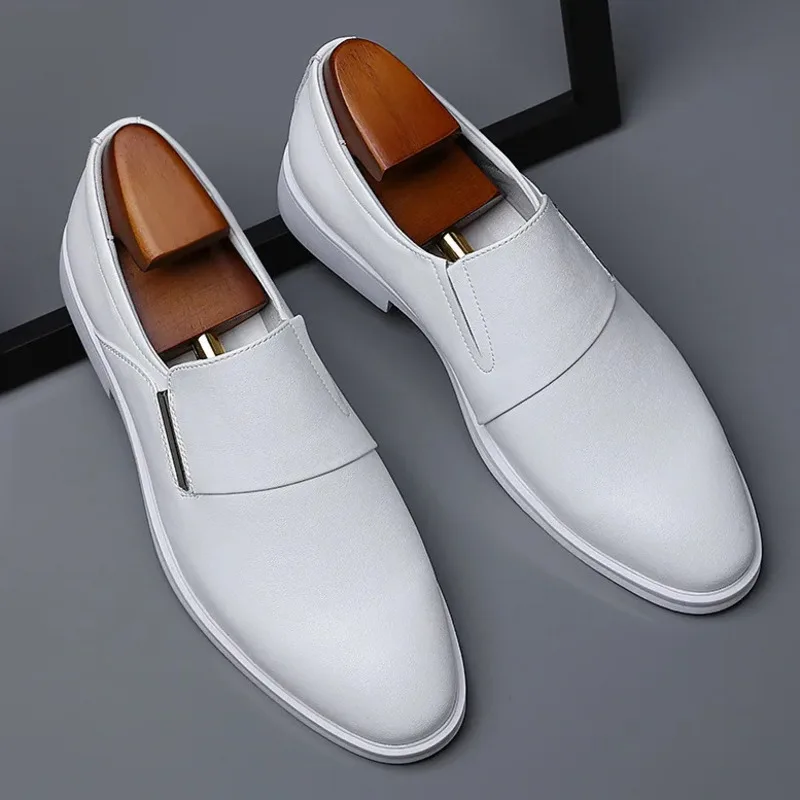 

Новые мужские туфли-оксфорды 2026 года в британском стиле, с заостренным носком, из натуральной кожи, мягкие, белые и черные, для делового и официального стиля