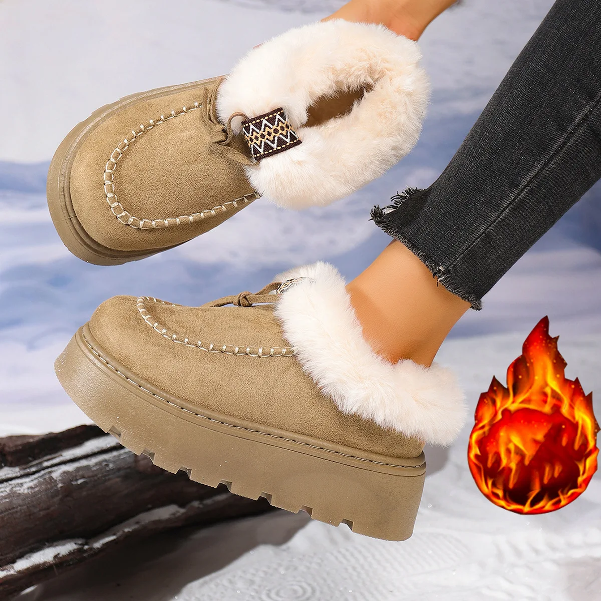 

Snow Boots for Women Winter 2025 New Soft and Comfortable Platform Cotton Boots Plus Size Stylish Fleece-lined Warm Ankle Boots