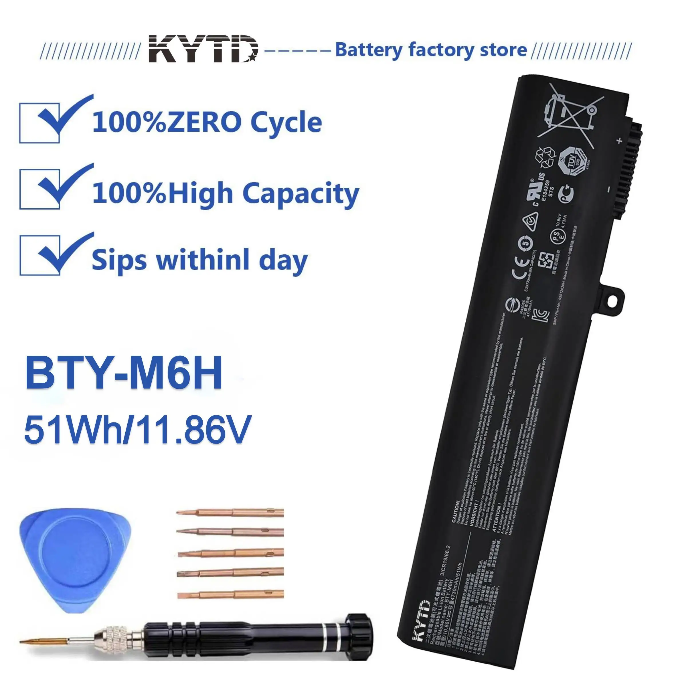 

Nobi BTI-M6H 3ICR19/65-2 3ICR19/66-2 battery for MSI GE62 GE72 GP62 GP72 GL62 GL72 PE60 PE70 MS-16J1 MS-16J2 MS-16J3 MS-16J5L